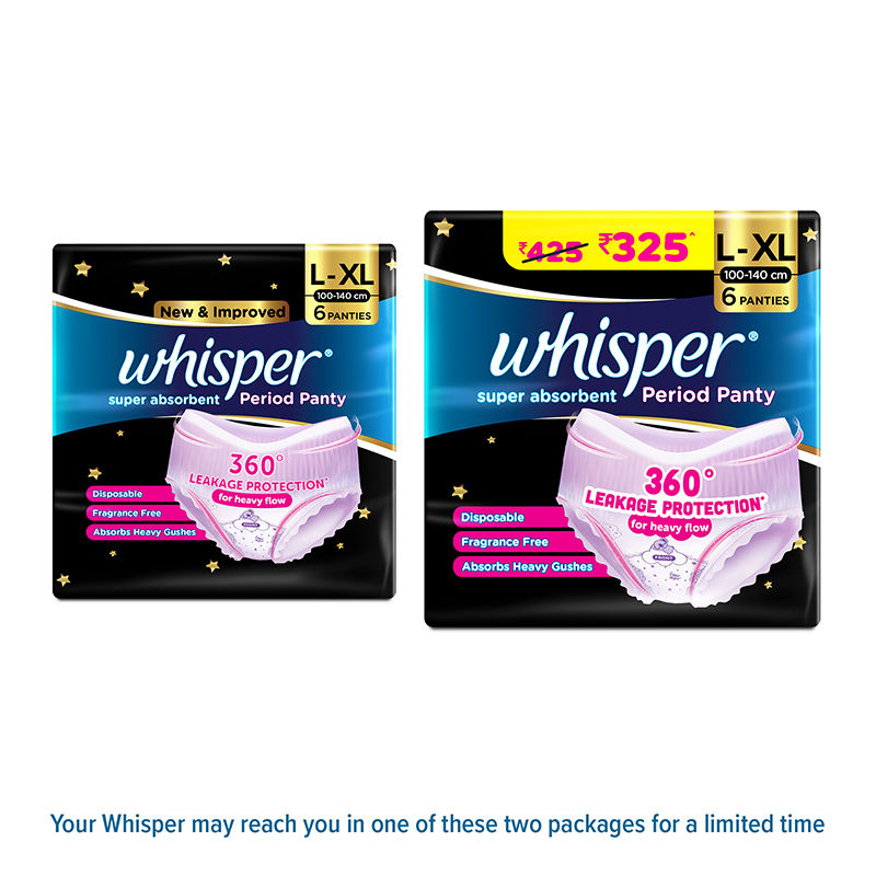 Super Absorbent Period Panty, 6 L-XL Pants, 360 Degree Leakage Protection for Heavy Flow