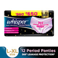 Super Absorbent Period Panty, 12 L-XL Pants, 360 Degree Leakage Protection for Heavy Flow
