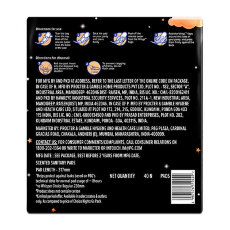 Choice Nights, 40 XXL Pads, Gives Up to 100% worry-free protection all night