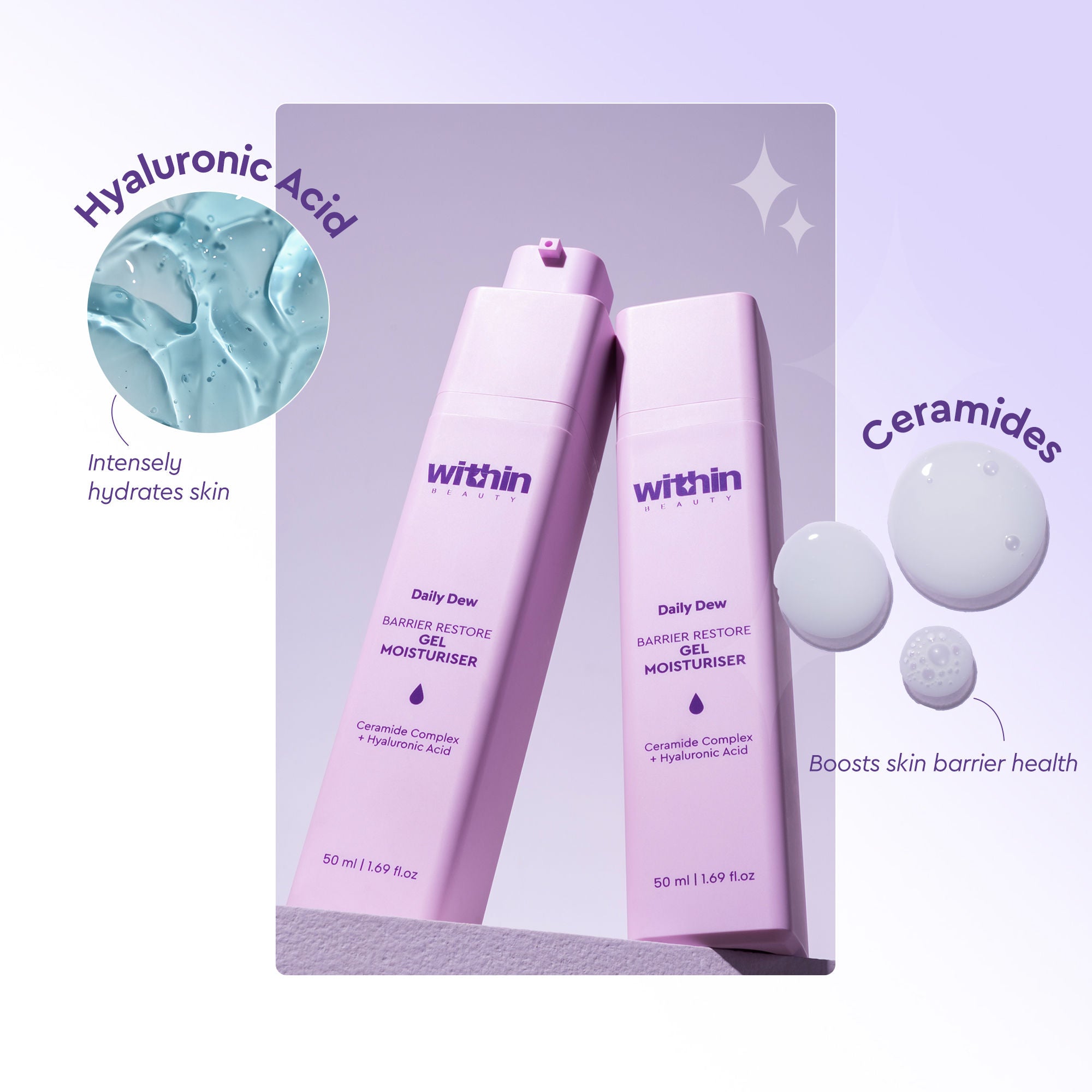 Ceramide & Hyaluronic Acid Gel Moisturiser, Daily Dew Barrier Restore Moisturiser