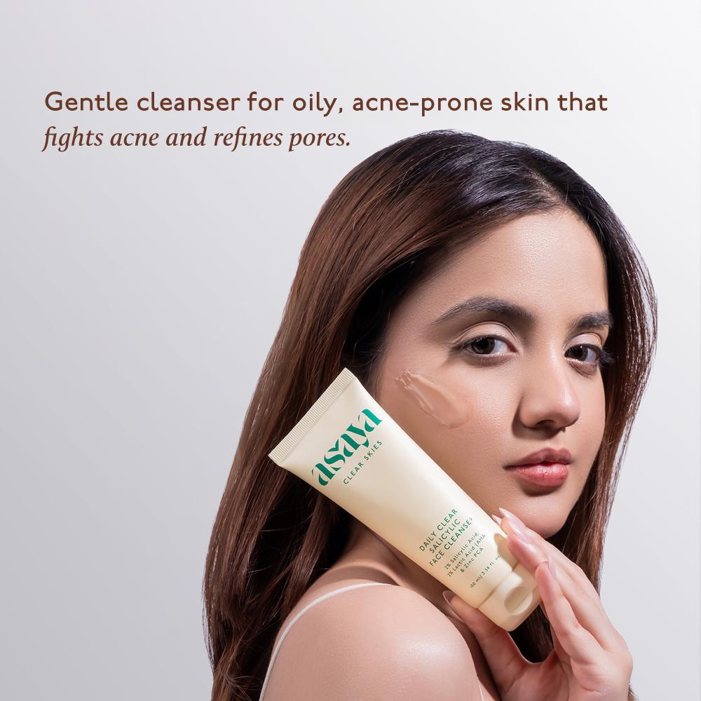 Daily Clear 2% Salicylic Acid Face Wash for Oily & Acne-Prone Skin with Lactic Acid & Zinc PCA