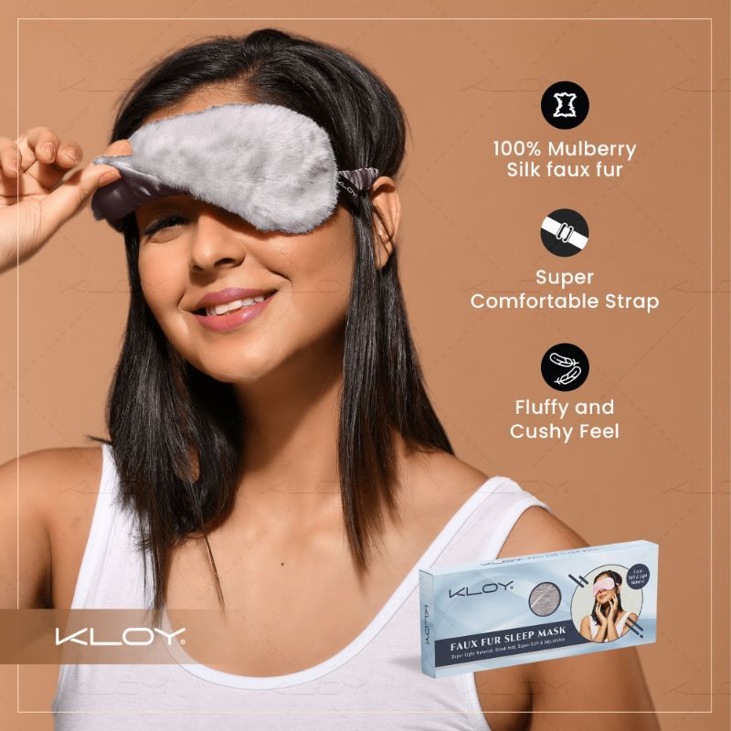 100% Faux Fur Sleep Eye Mask - Grey