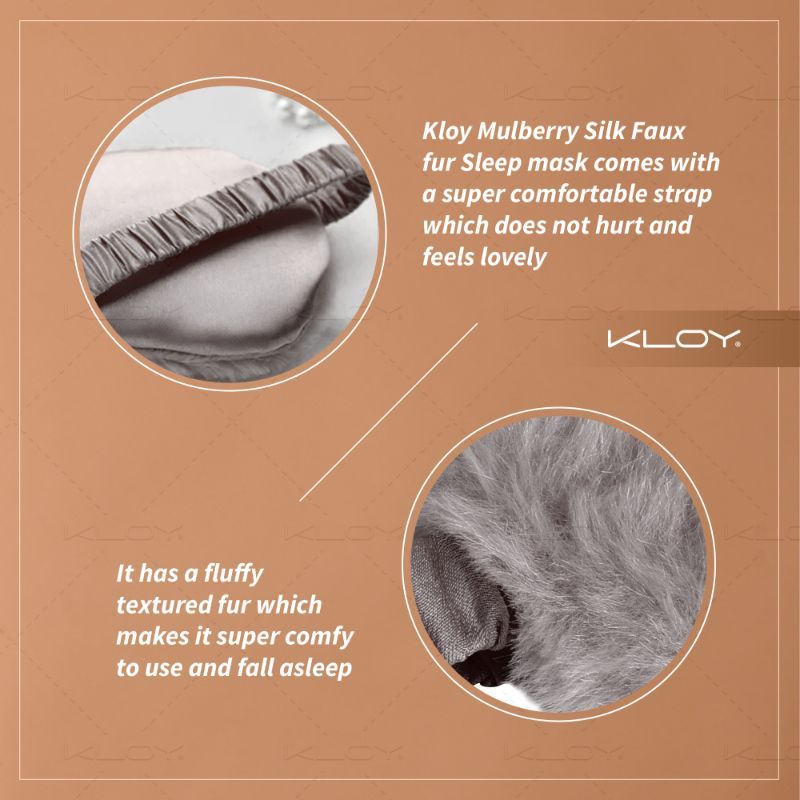 100% Faux Fur Sleep Eye Mask - Grey