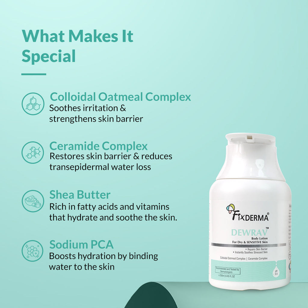 Dewrav Body Lotion For Dry & Sensitive Skin With Shea Butter & Ceramides Complex