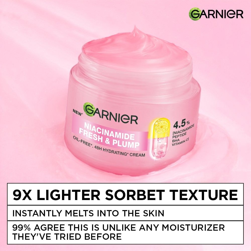 Fresh & Plump Niacinamide Sorbet Moisturizer, 4.5% Niacinamide Peptide BHA Vitamin C