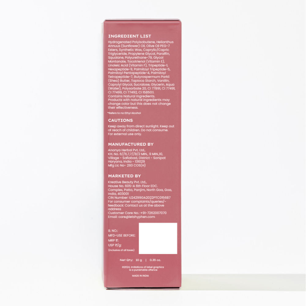 Tinted Lip Balm - Hazel, 1% Vit E, 2% Squalane & Peptides, Brightens, Moisturizes Dry Lips