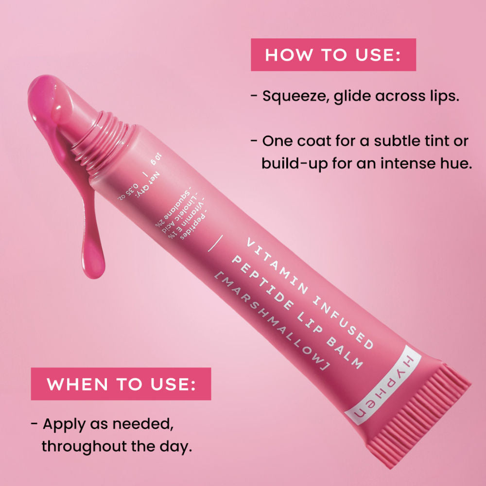 Tinted Lip Balm - Marshmallow, 1% Vit E, 2% Squalane & Peptides, Brightens & Moisturizes