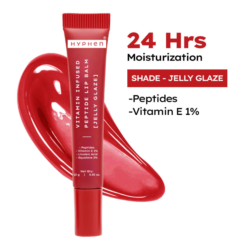 Tinted Lip Balm, Brightens Dark & Dry Lips - 1% Vitamin E, Peptide & Squalane - Jelly Glaze