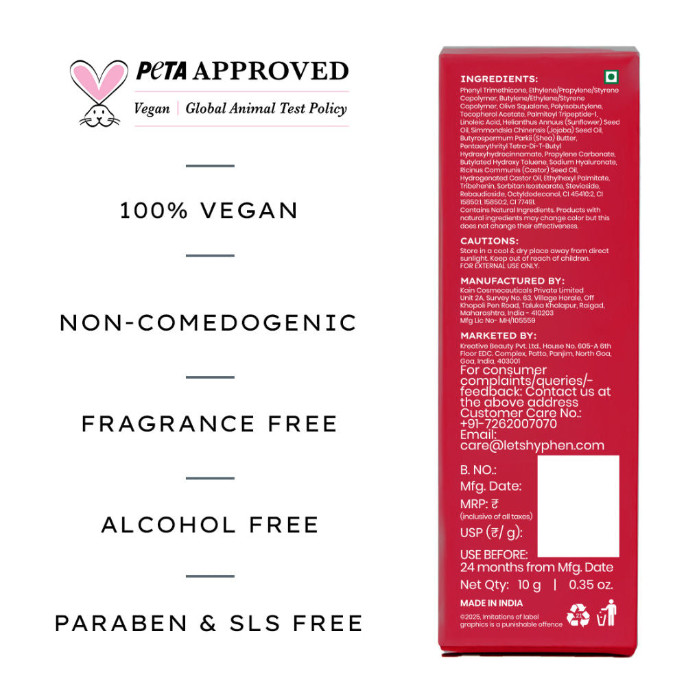 Tinted Lip Balm, Brightens Dark & Dry Lips - 1% Vitamin E, Peptide & Squalane - Jelly Glaze