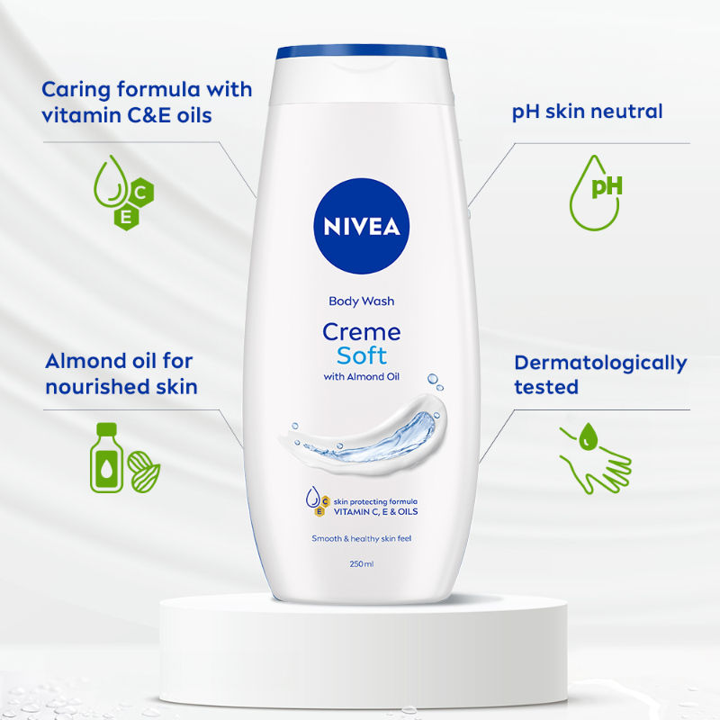Body Wash- Creme Soft Naturally Clean & Healthy Skin Natural Almond Oil
