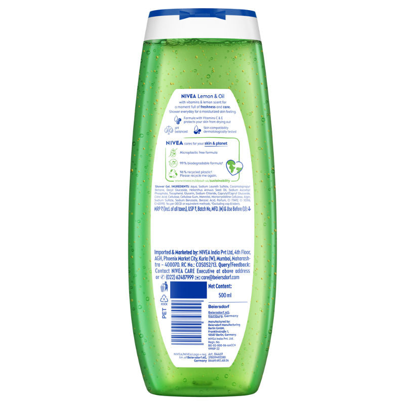 Body Wash, Lemon & Oil Shower Gel, Pampering Care & Refreshing Scent of Lemon