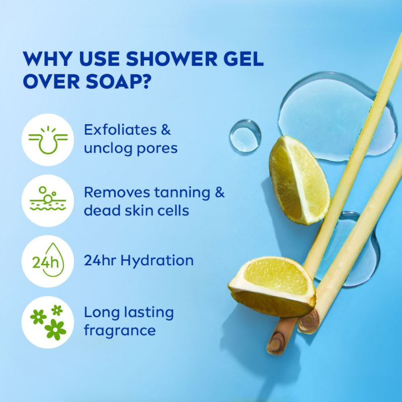 Body Wash, Lemon & Oil Shower Gel, Pampering Care & Refreshing Scent of Lemon