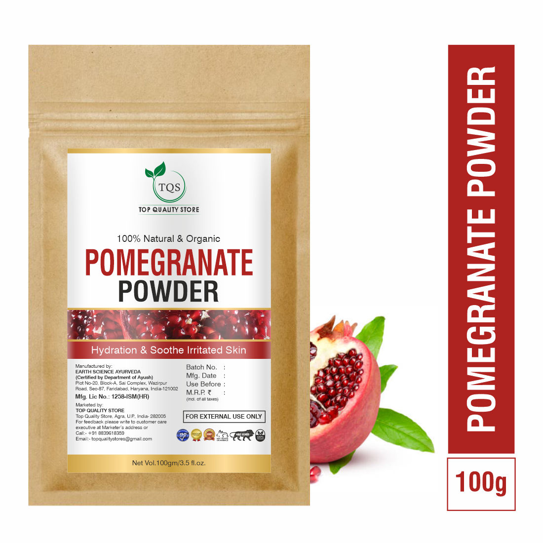 Natural Pomegranate Peel Powder For Skin & Hair Care Supports Acne & Anar Powder