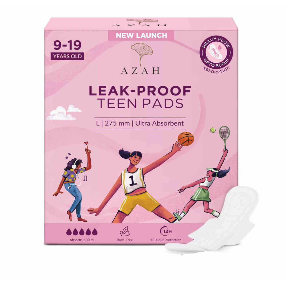 Teen Sanitary Pads For Girls, Heavy Flow Coverage, 12 Hour Leakproof, Wider