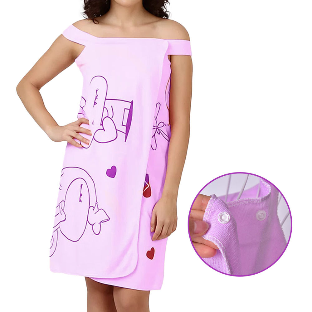 Microfiber Bath Wrap Towel Wearable Cloth Bathrobe for Spa Beach Bathing Shower (Purple)