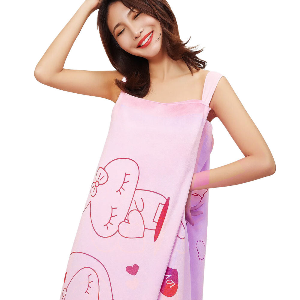 Microfiber Bath Wrap Towel Wearable Cloth Bathrobe for Spa Beach Bathing Shower (Purple)