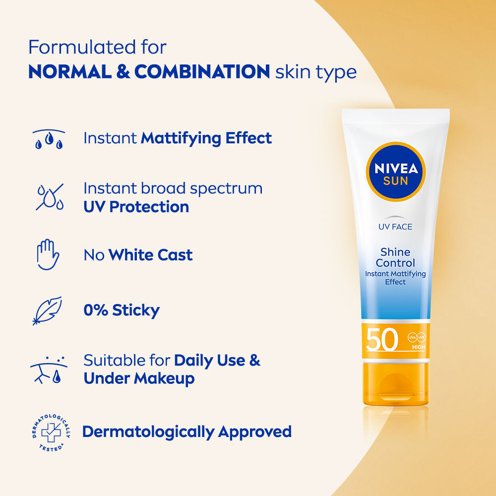 Sun Shine Control SPF 50 Sunscreen Ultra Matte, No White Cast, Instant UV Protection