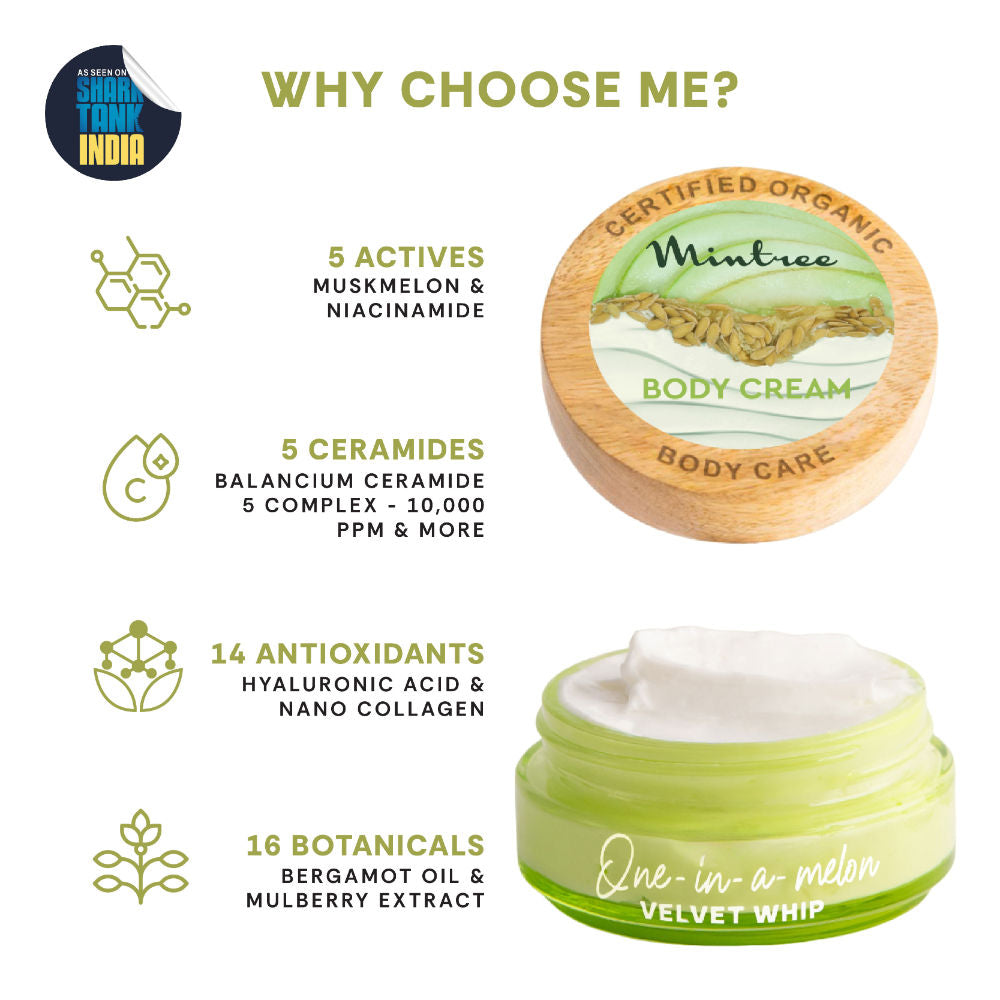 Organic Moisturizing Melon Body Butter For Dry Skin with Ceramides|Body Butter for Women&Men