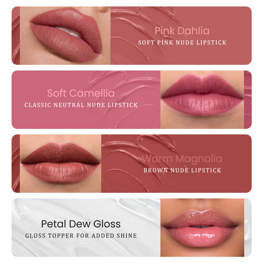 4-in-1 Bold Shade Lip Stack - Travel Friendly Matte Liquid Lipsticks with Gloss