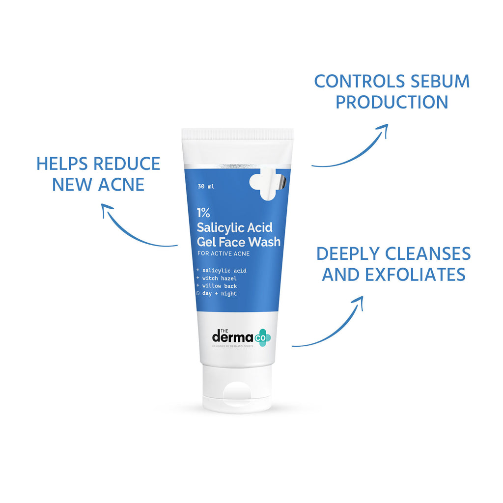 1% Salicylic Acid Face Wash for Active Acne with Salicylic Acid & Witch Hazel