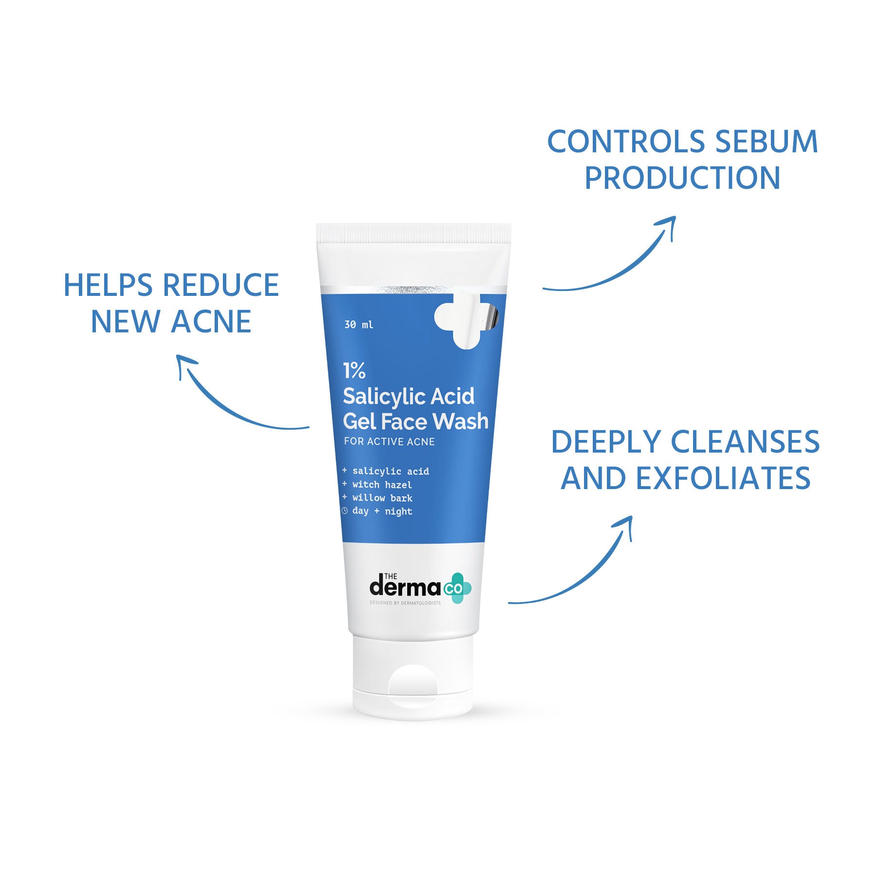 1% Salicylic Acid Face Wash for Active Acne with Salicylic Acid & Witch Hazel