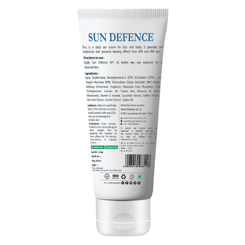Sun Defence Sunscreen SPF 50 UVA UVB PA+++ Sunblock Suncream