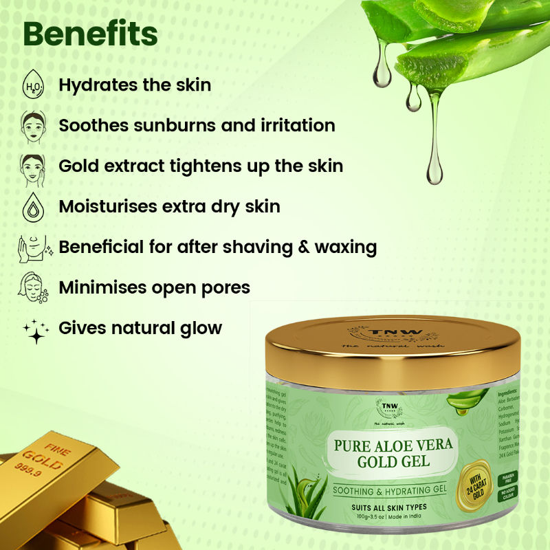 Multipurpose Pure Aloe Vera Gold Face Gel For All Skin Types