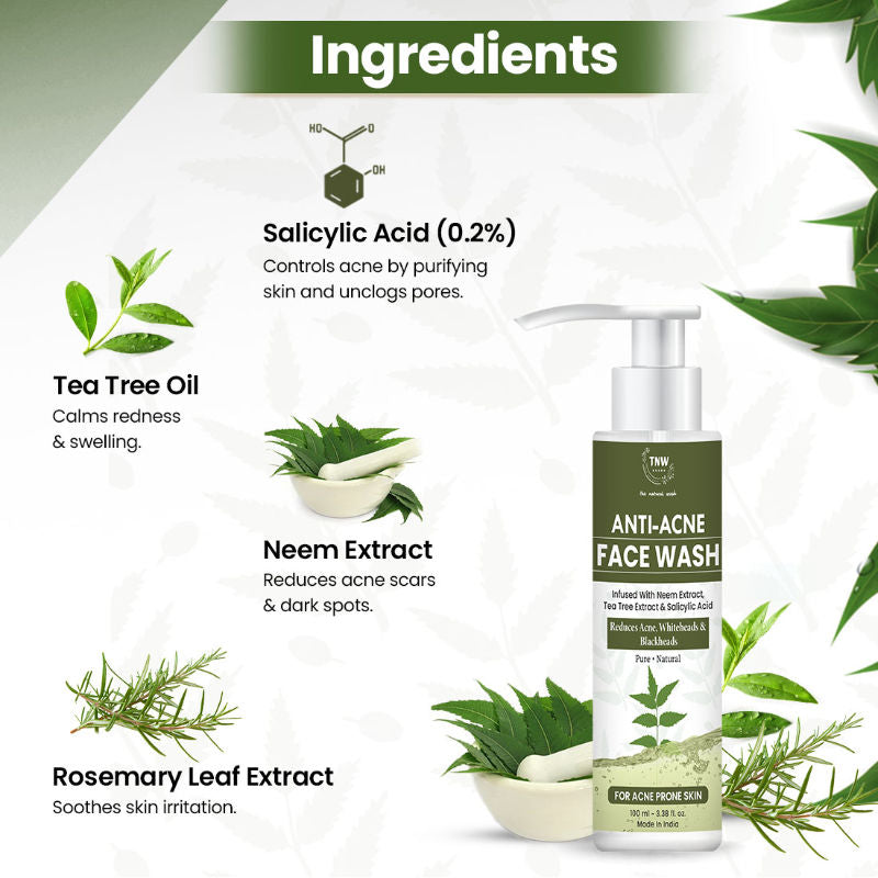 Anti Acne Face Wash for Reduces Acne, Whiteheads & Blackheads