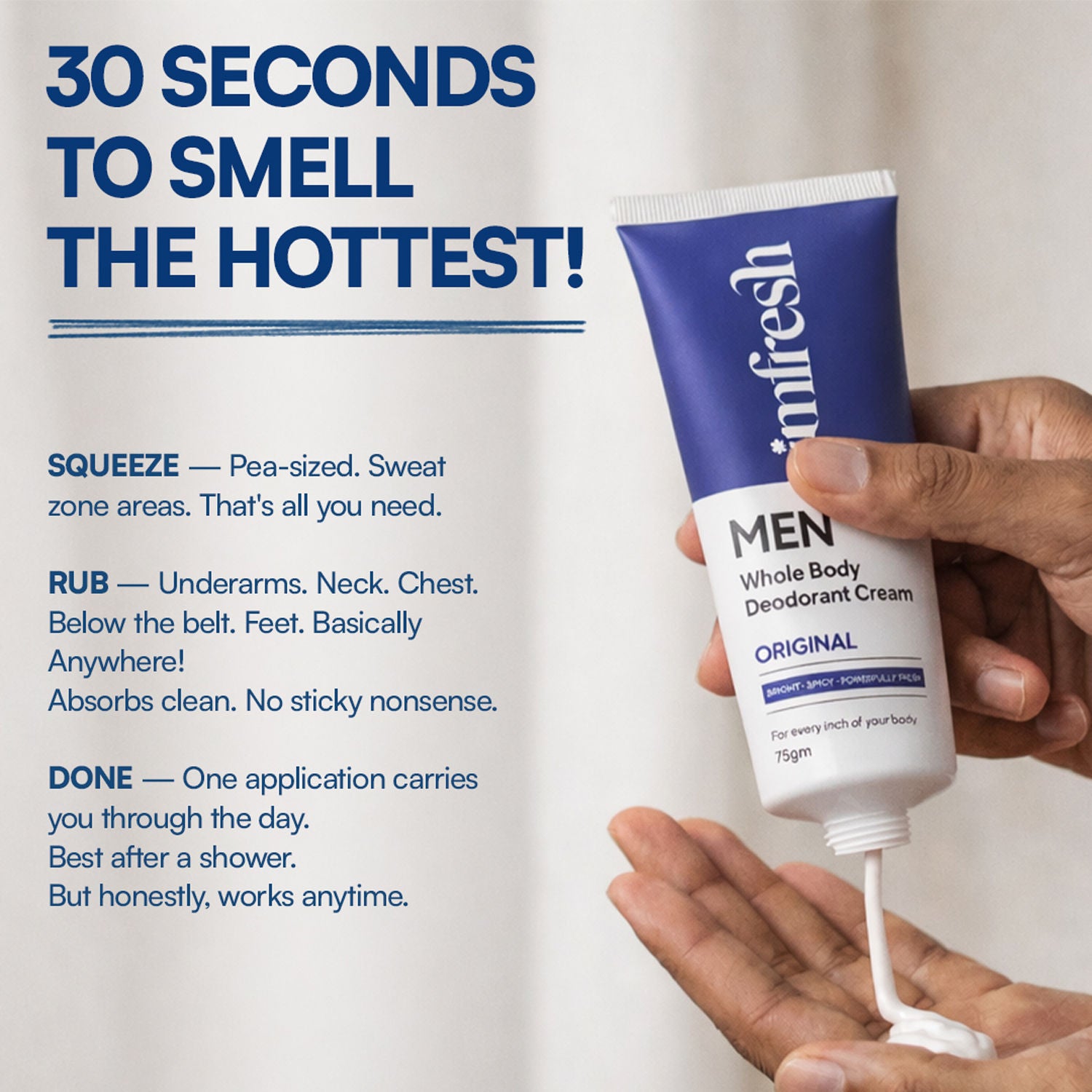 Imfresh Men Original Deodorant Cream For Whole body, Underarms Areas & Long Lasting Odour Control