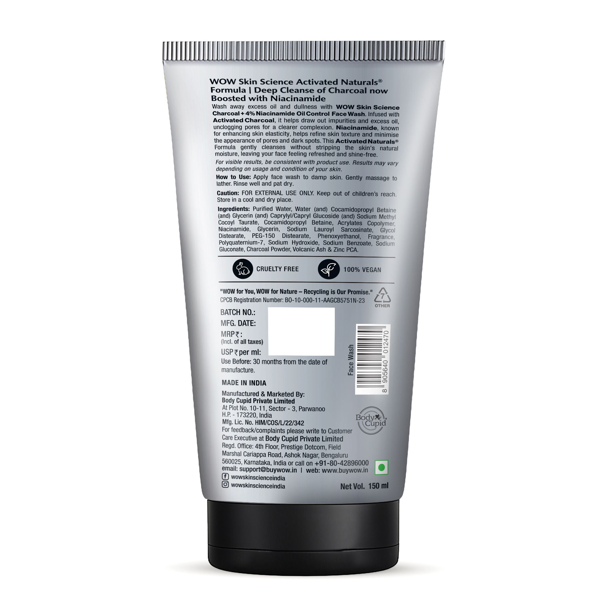 Skin Science Men Charcoal + Niacinamide Oil-Control Face Wash