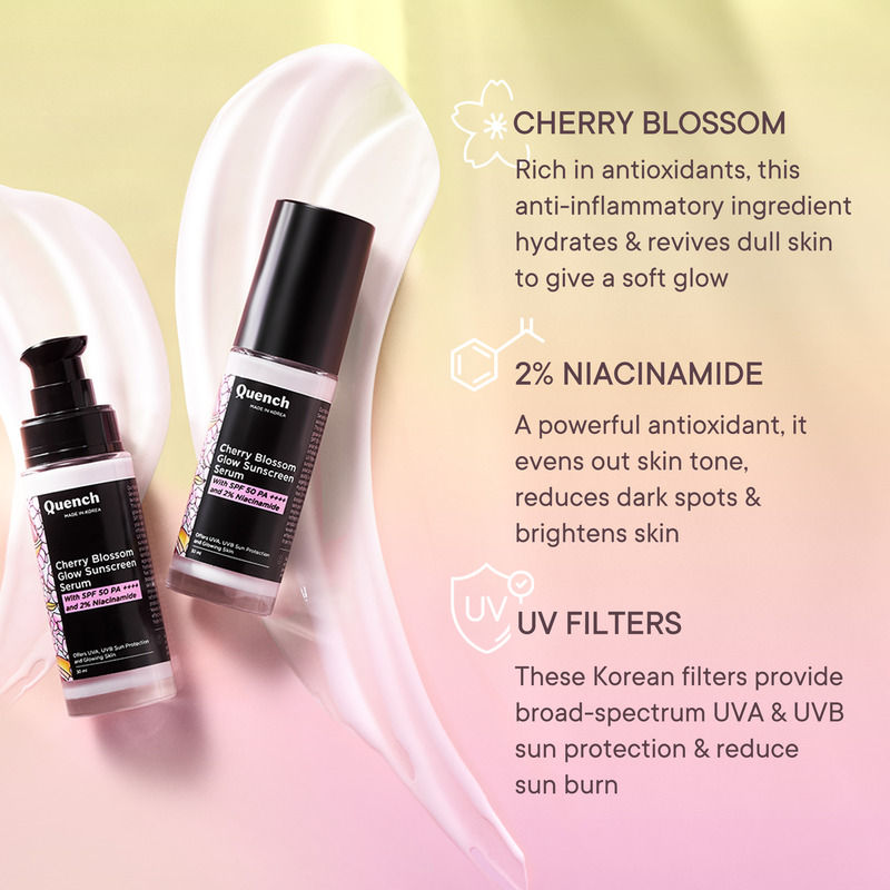 Cherry Blossom Glow Sunscreen Serum SPF 50 PA++++ with 2% Niacinamide