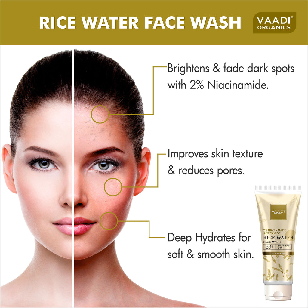 2% Niacinamide & Ceramide Rice Water Face Wash B3+