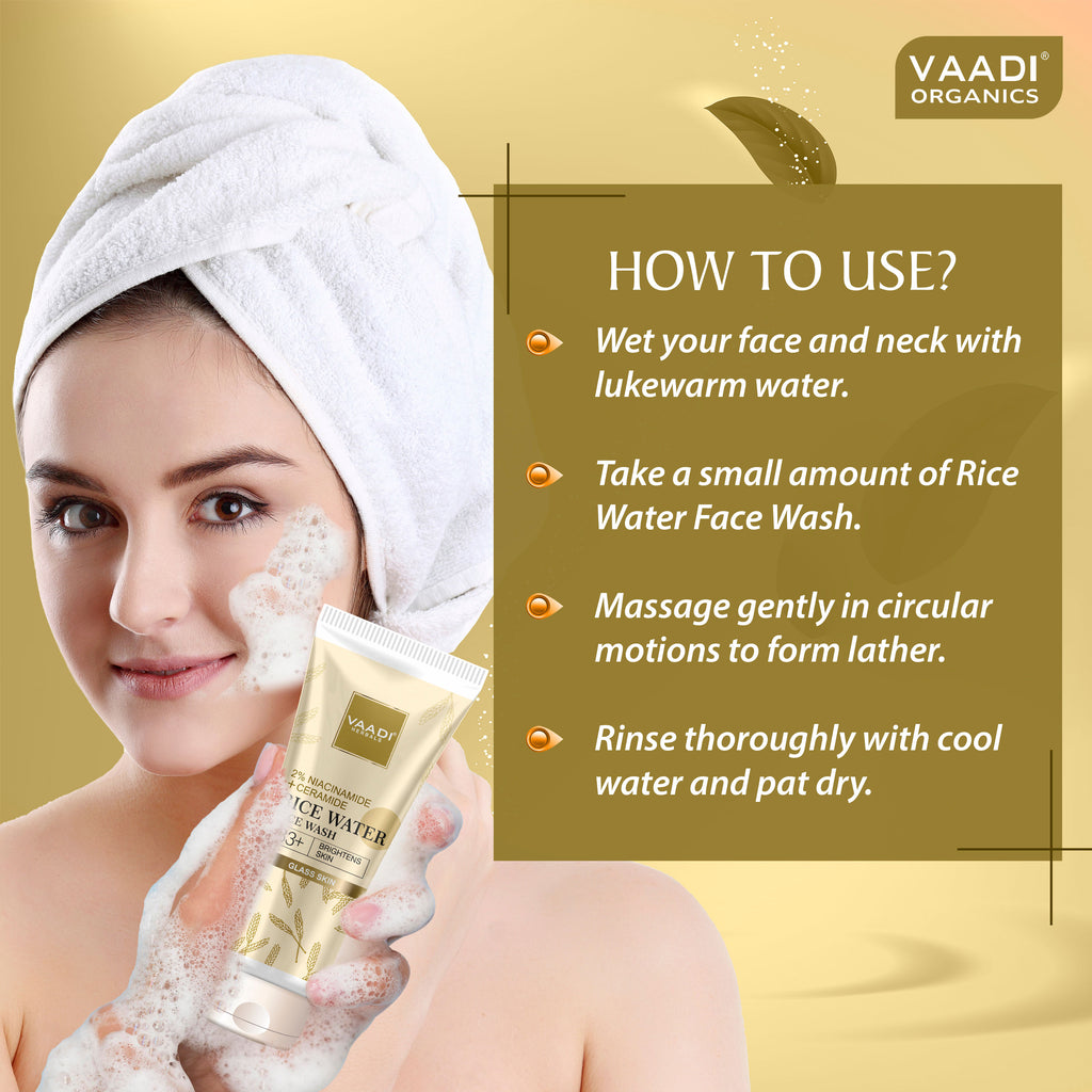 2% Niacinamide & Ceramide Rice Water Face Wash B3+
