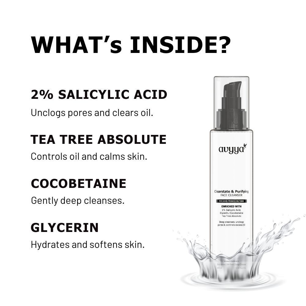 Clear State Face Cleanser with 2% Salicylic Acid, Tea Tree for Acne-Prone Oily Skin