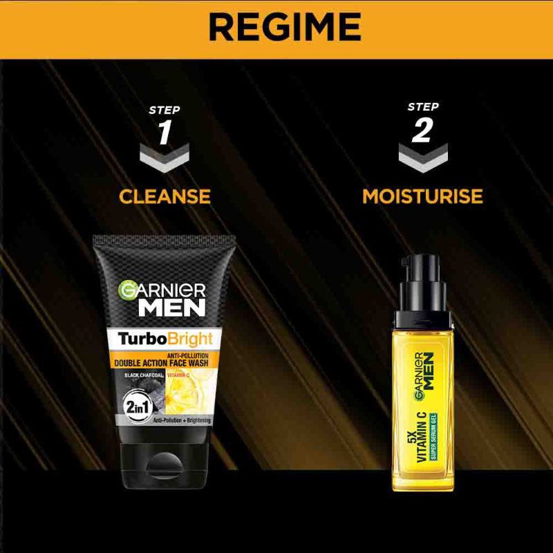 Men Turbo Bright Anti-Pollution Double Action Face Wash