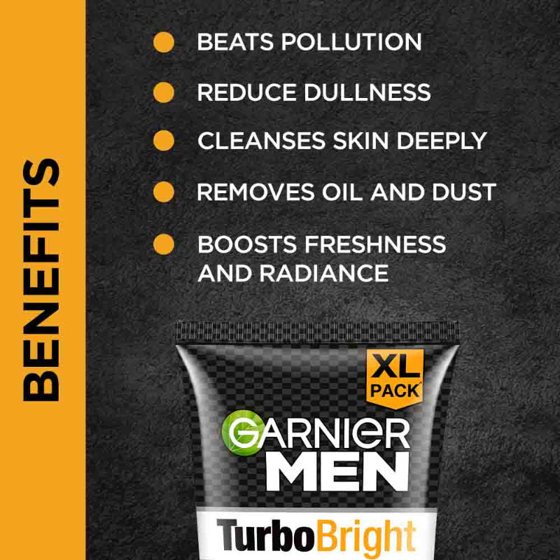 Men Turbo Bright Double Action Face Wash, Deep Cleansing Anti Pollution Face Wash