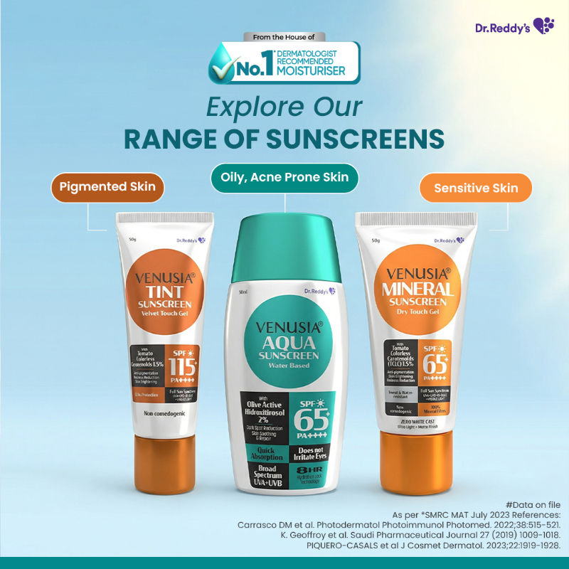 Dr. Reddy's Venusia Water based sunscreen SPF 65| Powered by Anti-oxidants| Anti-pigmentation| 50g