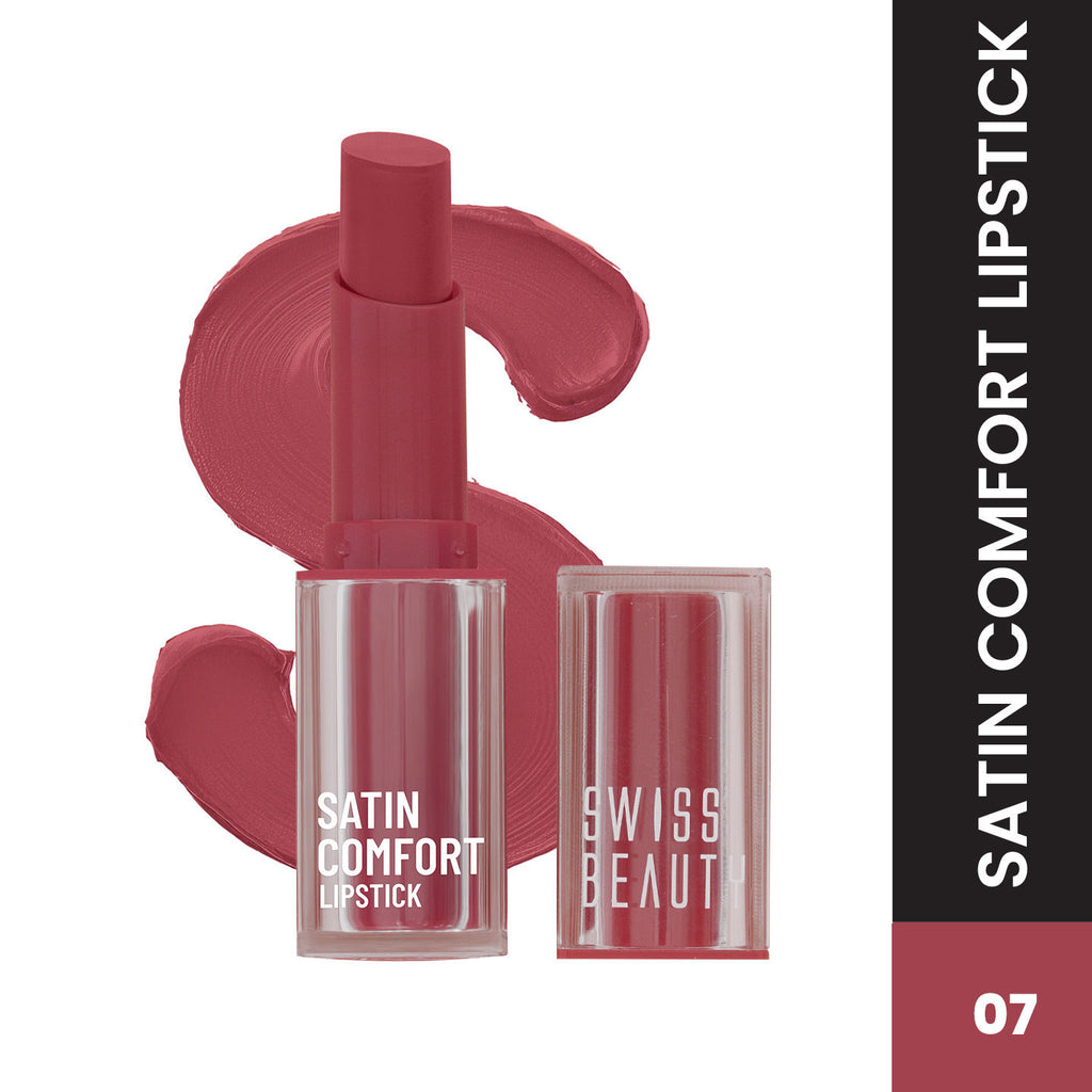 Satin Comfort Smooth Glide, Highly Pigmented , Ultra Hydrating Lipstick - 7 Pink Dusk