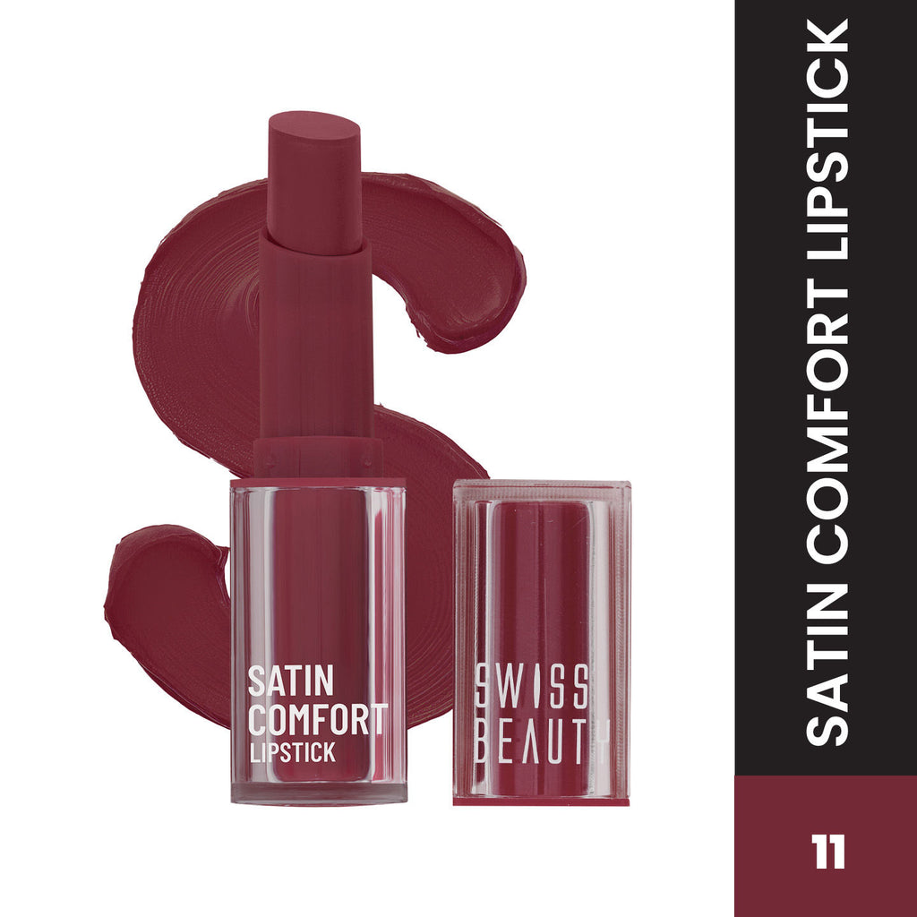 Satin Comfort Smooth Glide, Highly Pigmented , Ultra Hydrating Lipstick - 11 Wine Stain