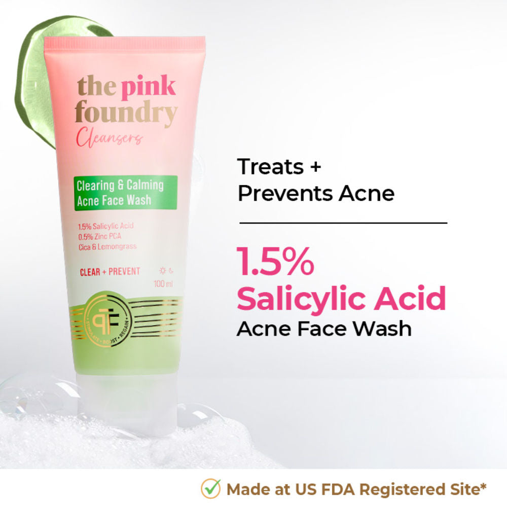 Salicylic Acid Acne Face Wash With Zinc & Cica - Treats Acne & Reduces Excess Oil