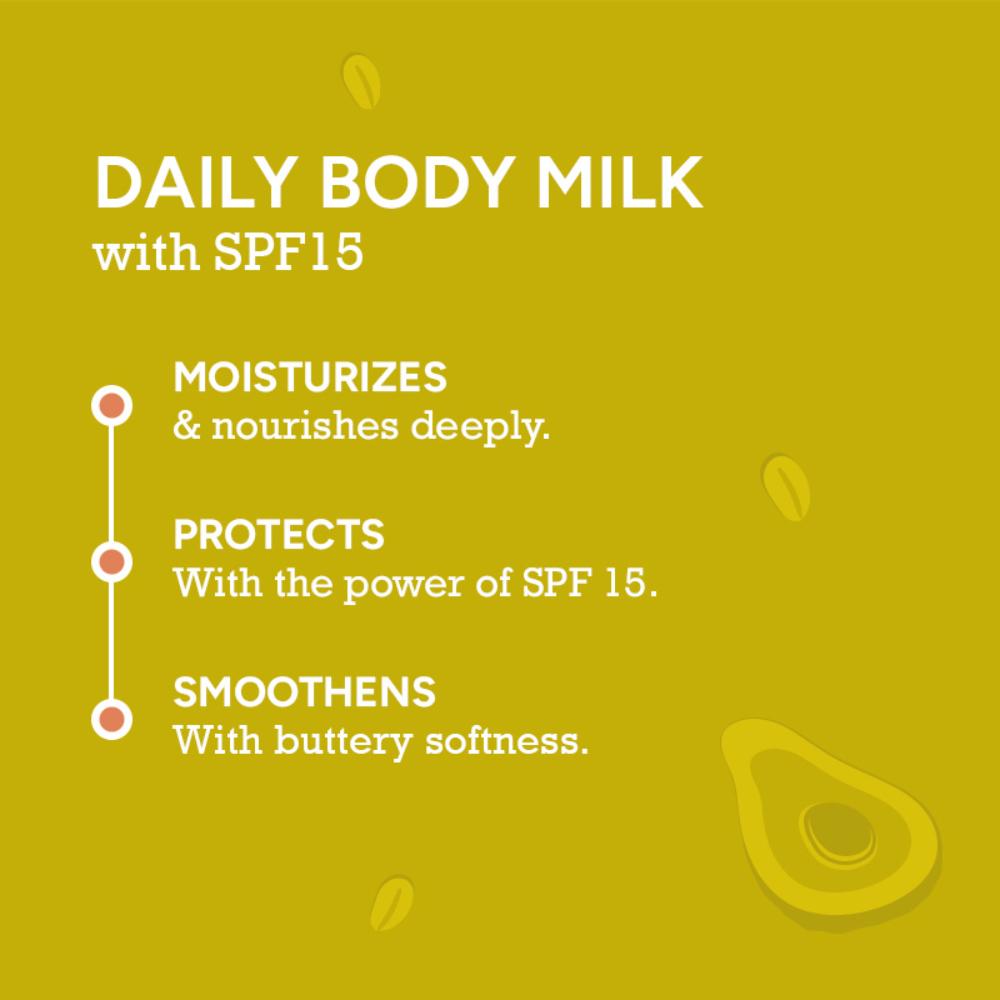 Soothing Body Milk Light Moisturizing Lotion Spf15 With Avocado, Oats & Bamboo Water