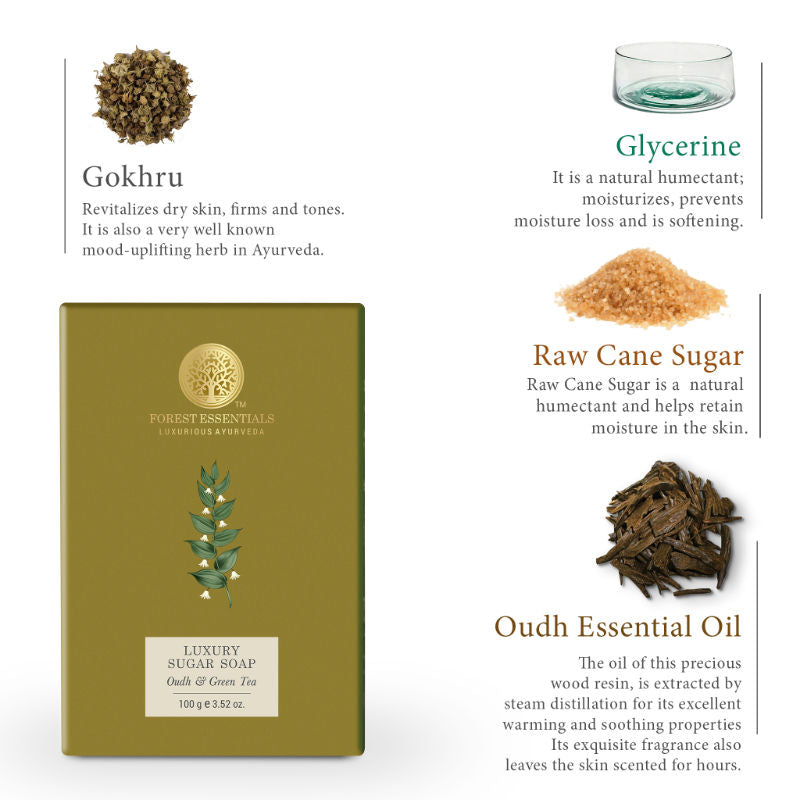Luxury Sugar Soap Oudh & Green Tea - Ayurvedic Handmade Bath Soap