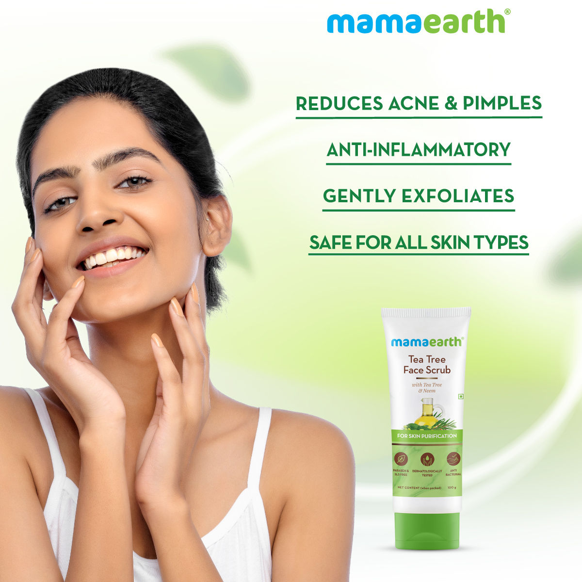 Tea Tree Face Scrub With Tea Tree And Neem For Skin Purification