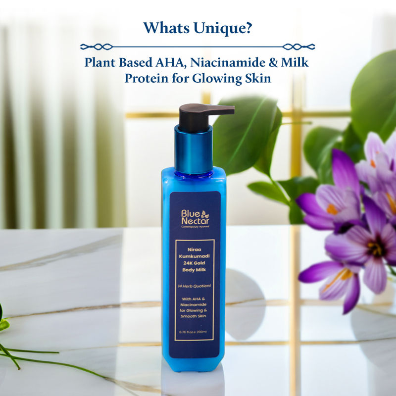 24k Gold Body Milk Moisturizer With AHA, Niacinamide & Milk Protein For Glowing Skin