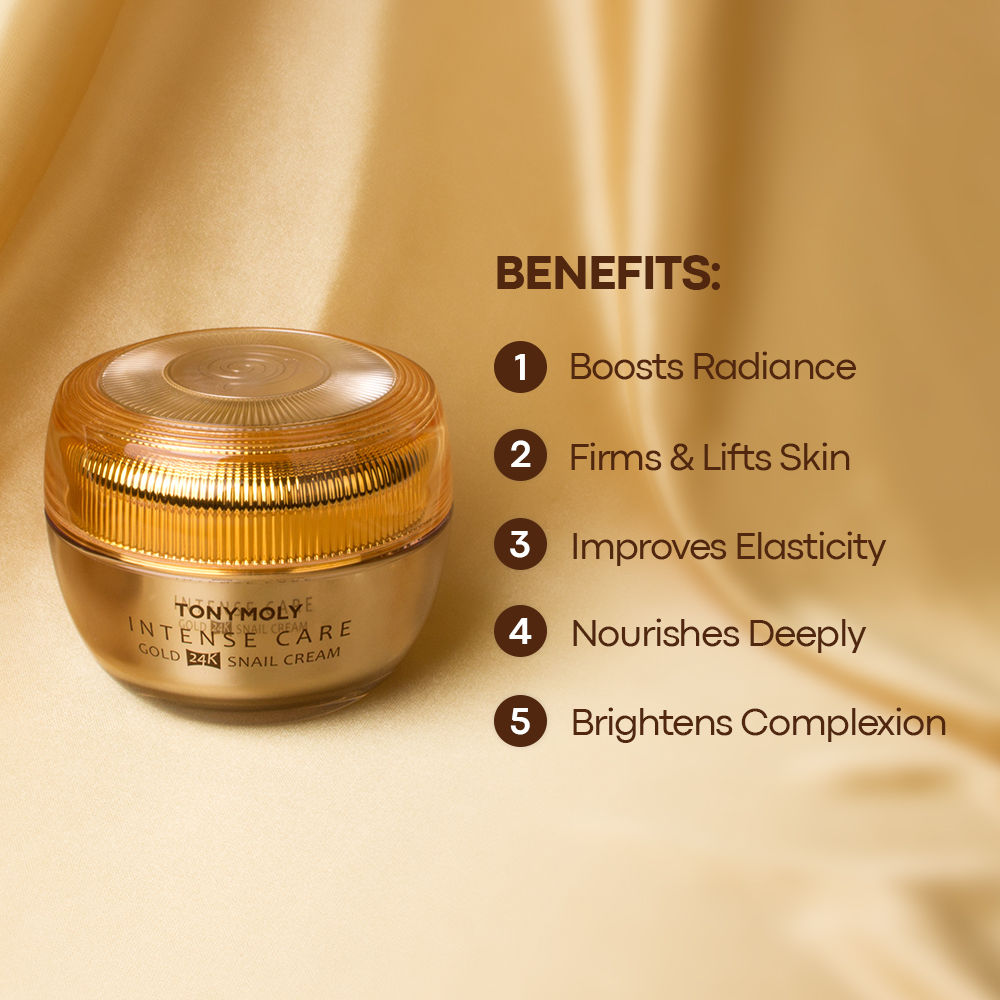 Korean Intense Care Gold 24K Snail Cream with Niacinamide to Brighten & Firm Dry,Dull Skin