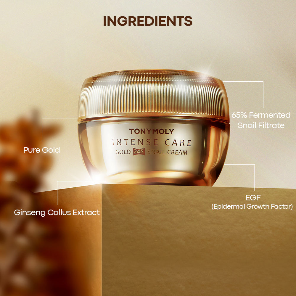 Korean Intense Care Gold 24K Snail Cream with Niacinamide to Brighten & Firm Dry,Dull Skin