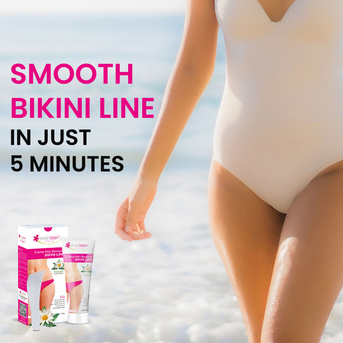 Bikini Line Hair Remover Creme & Dry Sanitary Napkin Pads XL