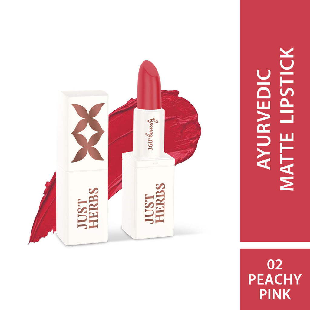 Ayurvedic Creamy Matte Lipstick Half Size - 02 Peachy Pink