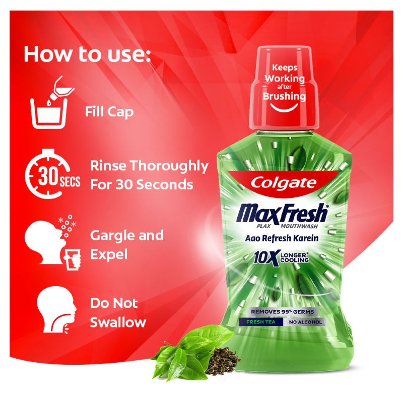 Maxfresh Plax Antibacterial Mouthwash, Fresh Tea
