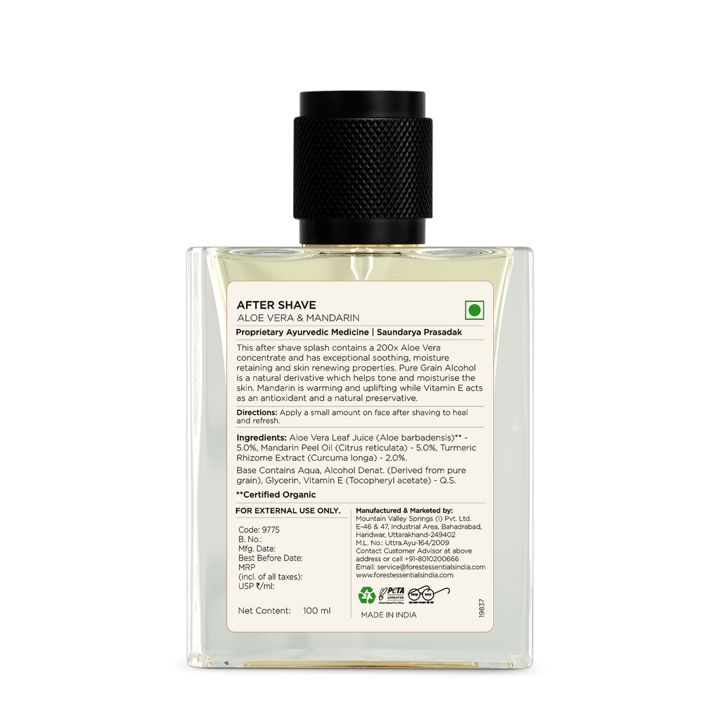 Aftershave Spray Splash with Aloe Vera & Mandarin - Refreshing Toner Aftershave